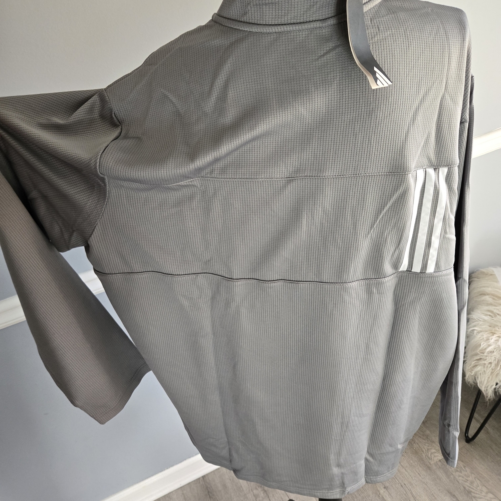 adidas Gray Long Sleeve Quarter-Zip Pullover - Picture 3 of 4